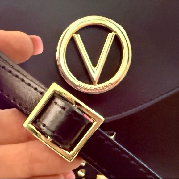 Valentino Genuine Black Leather Studded Melanie 2 Way Top Handle Shoulder Bag - Picture 7 of 14